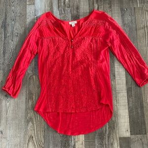 Lucky Brand Red Lace Blouse